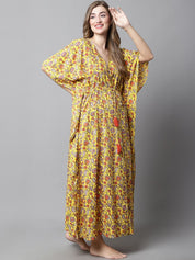 Yellow & Red Floral Maternity Kaftan