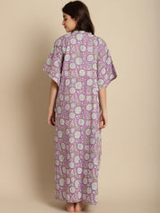 Purple Floral Cotton Maternity Kaftan