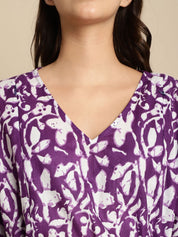 Purple Floral Cotton Maternity Kaftan