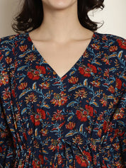 Navy Blue Cotton Maternity Kaftan