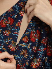 Navy Blue Cotton Maternity Kaftan