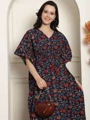 Navy Blue Cotton Maternity Kaftan