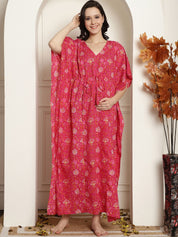 Pink Cotton Maternity Kaftan