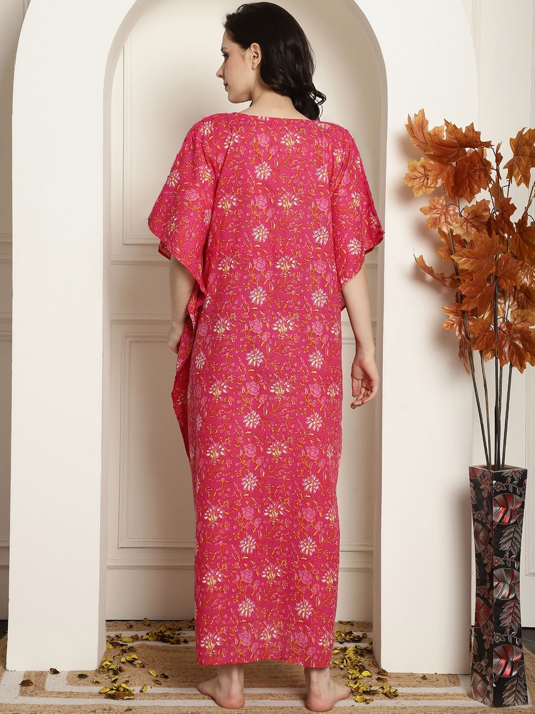 Pink Cotton Maternity Kaftan