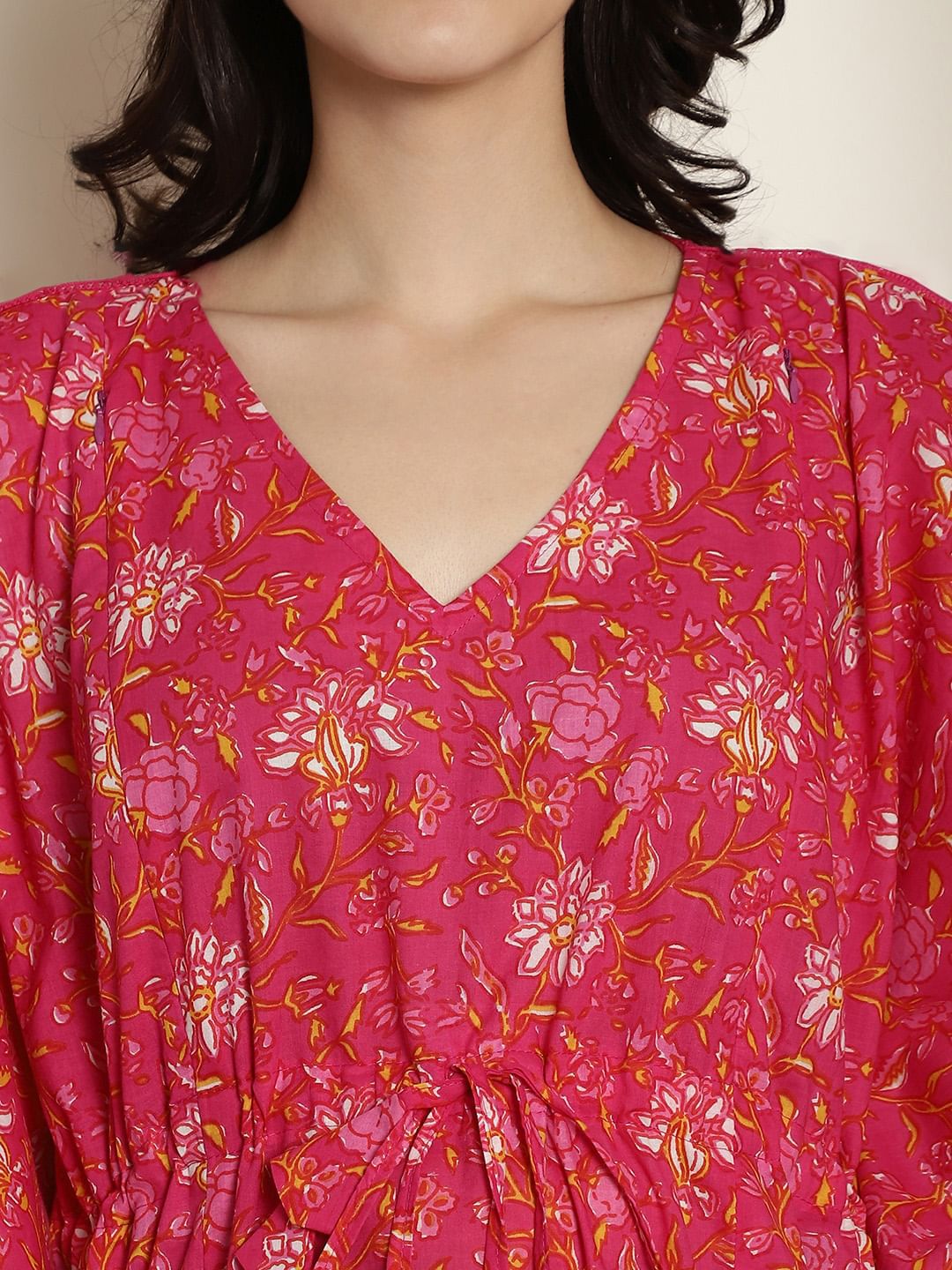 Pink Cotton Maternity Kaftan