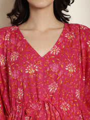 Pink Cotton Maternity Kaftan
