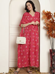 Pink Cotton Maternity Kaftan