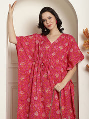 Pink Cotton Maternity Kaftan