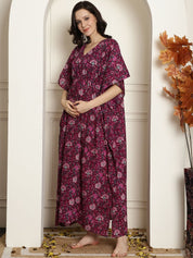 Purple Cotton Maternity Kaftan