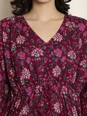 Purple Cotton Maternity Kaftan