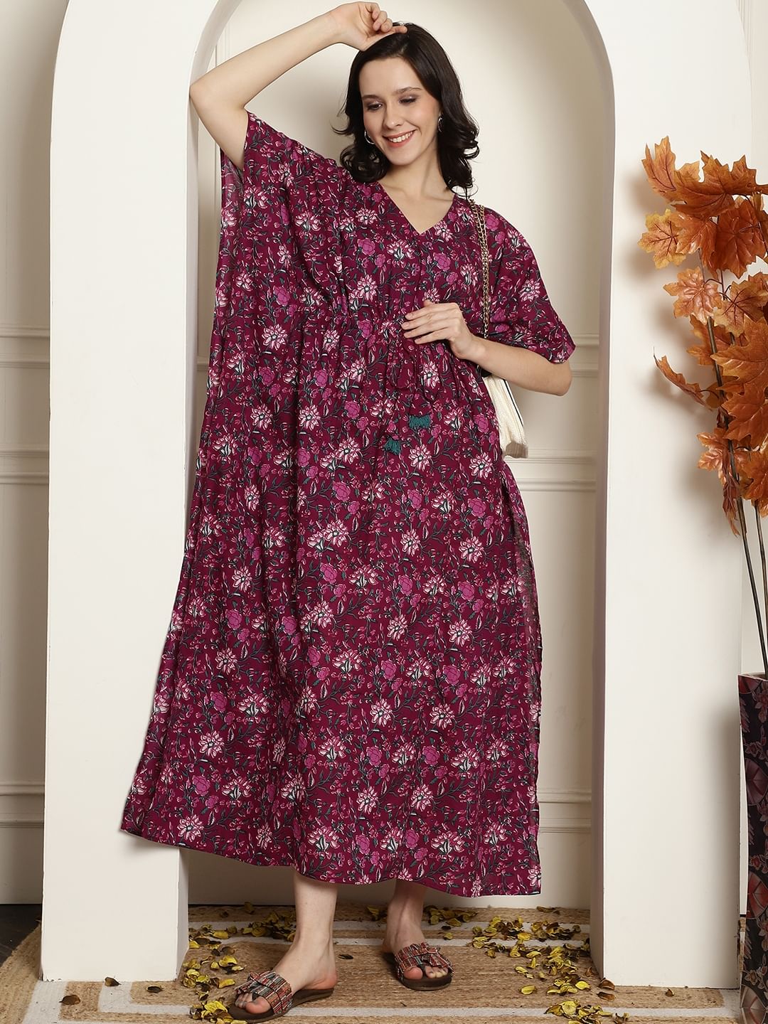 Purple Cotton Maternity Kaftan