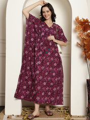 Purple Cotton Maternity Kaftan
