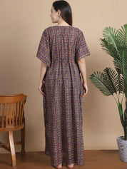 Purple Geometric Cotton Maternity Kaftan