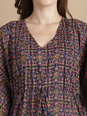 Purple Geometric Cotton Maternity Kaftan