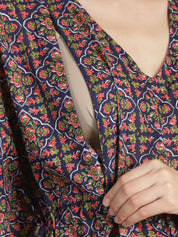 Purple Geometric Cotton Maternity Kaftan