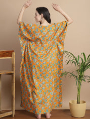 Orange Floral Cotton Maternity Kaftan