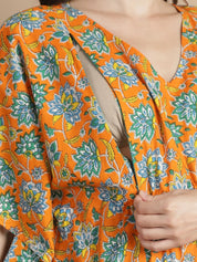 Orange Floral Cotton Maternity Kaftan