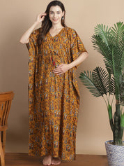 Mustard Ethnic Cotton Maternity Kaftan