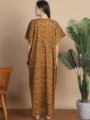 Mustard Ethnic Cotton Maternity Kaftan