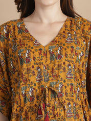 Mustard Ethnic Cotton Maternity Kaftan
