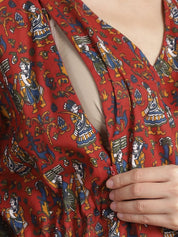 Maroon Ethnic Cotton Maternity Kaftan