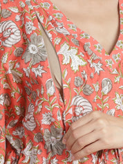 Peach Floral Cotton Maternity Kaftan