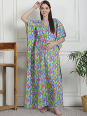 Printed Multi Cotton Maternity Kaftan Nighty