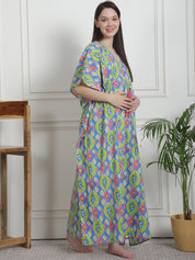 Printed Multi Cotton Maternity Kaftan Nighty