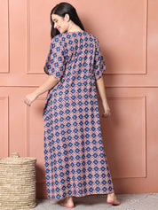 Blue Floral Cotton Maternity Kaftan