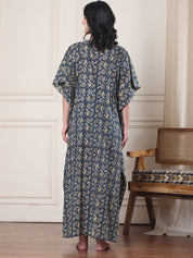 Blue Floral Cotton Maternity Kaftan