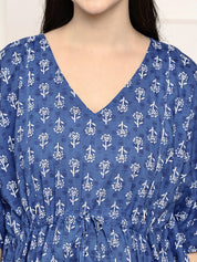 Blue Floral Cotton Maternity Kaftan