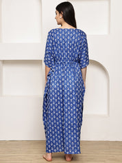 Blue Floral Cotton Maternity Kaftan