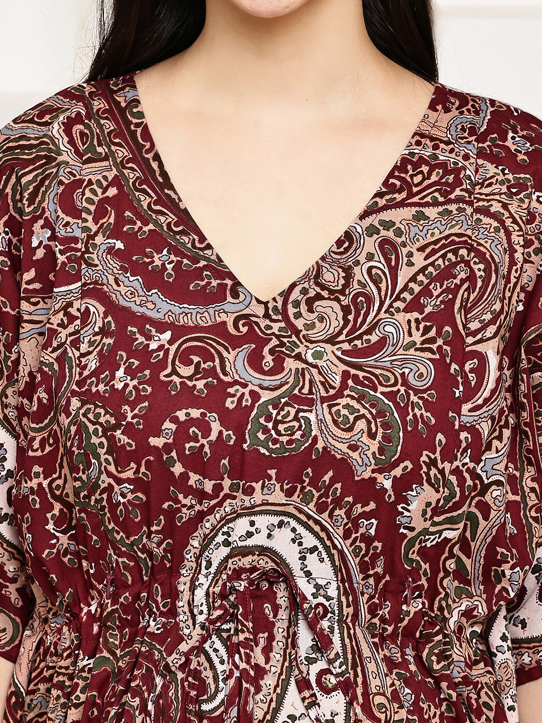 Maroon Paisley Cotton Maternity Kaftan