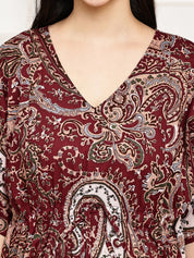 Maroon Paisley Cotton Maternity Kaftan