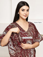 Maroon Paisley Cotton Maternity Kaftan