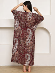 Maroon Paisley Cotton Maternity Kaftan