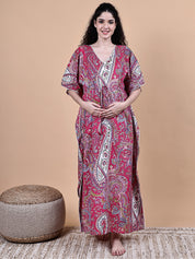 Pink Paisley Cotton Maternity Kaftan