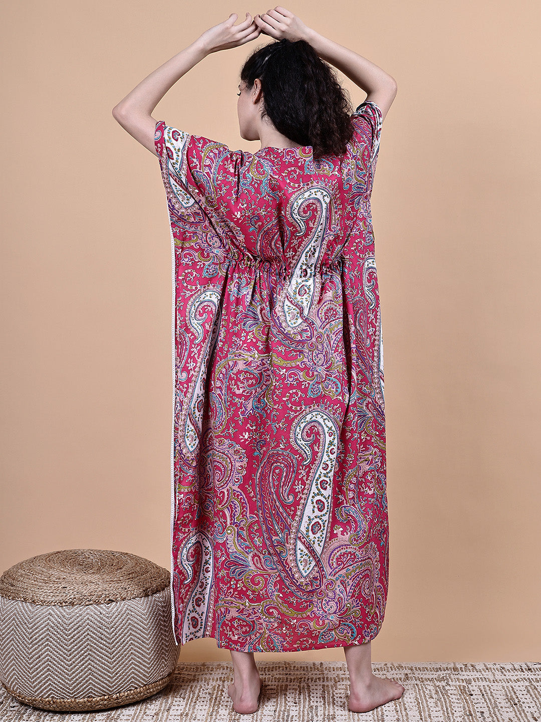 Pink Paisley Cotton Maternity Kaftan