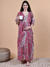 Pink Paisley Cotton Maternity Kaftan