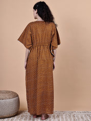 Brown Floral Cotton Maternity Kaftan