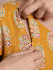 Yellow Floral Cotton Maternity Kaftan