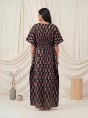 Black Abstract Cotton Maternity Kaftan