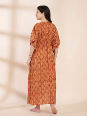 Mustard Floral Cotton Maternity Kaftan