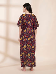 Purple Floral Cotton Maternity Kaftan