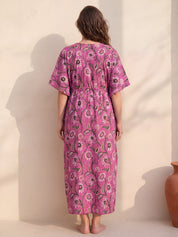 Pink Floral Cotton Maternity Kaftan