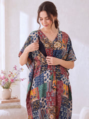 Multicolor Print Cotton Maternity Kaftan