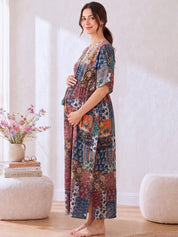 Multicolor Print Cotton Maternity Kaftan