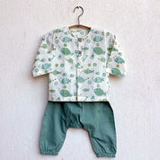 WHITEWATER KIDS UNISEX ORGANIC KOI BAG - KOI MINT AND WHITE KURTA + MINT PANTS