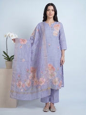 amoha by Secret Wish Lavender Floral Cotton Blend Non-Maternity Kurta Set