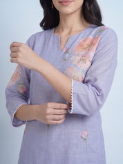 amoha by Secret Wish Lavender Floral Cotton Blend Non-Maternity Kurta Set